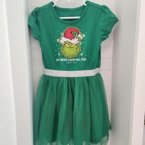 Dr. Seuss Green Grinch Tulle Costume Dress with Silver Belt